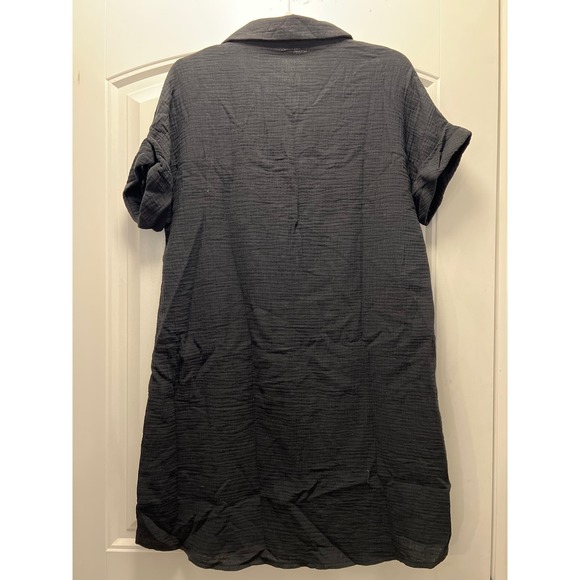 SHEIN Women’s Collared Casual Button Down Short Sleeve Mini Dress Size S Black - Picture 5 of 5